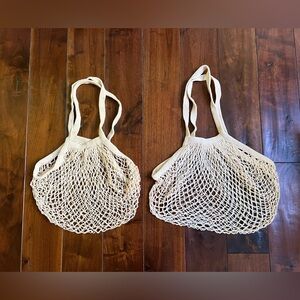 2 beige net bags